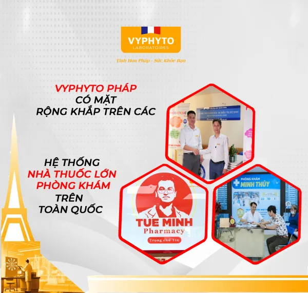 Vyphyto Pháp có mặt rộng khắp trên các hệ thống nhà thuốc lớn trên toàn quốc.